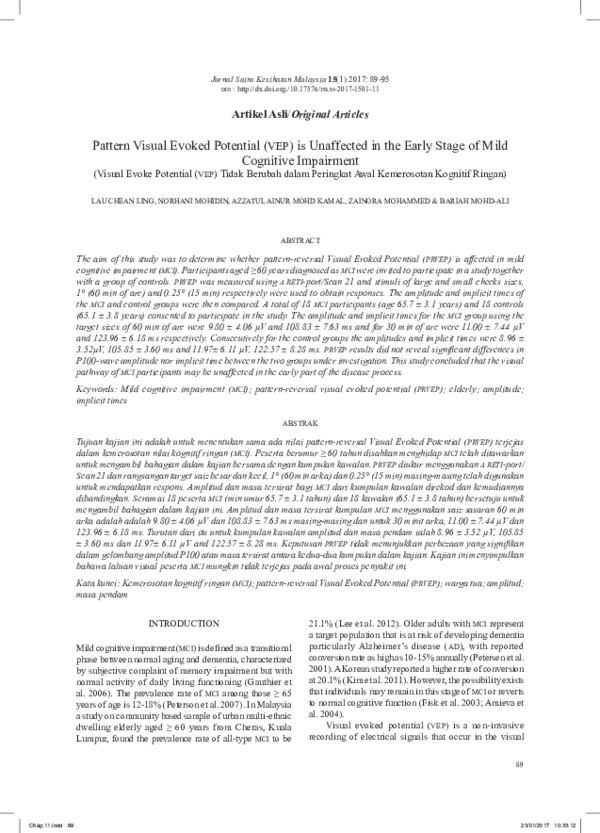 (PDF) Pattern Visual Evoked Potential (VEP) is Unaffected in the Early ...