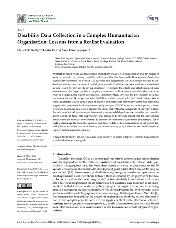 (PDF) Disability Data Collection in a Complex Humanitarian Organisation ...