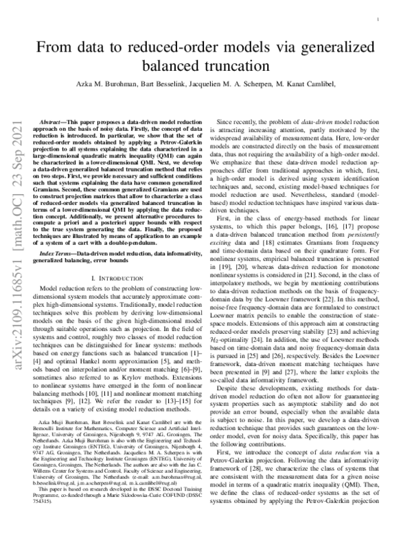 (PDF) From data to reduced-order models via generalized balanced truncation