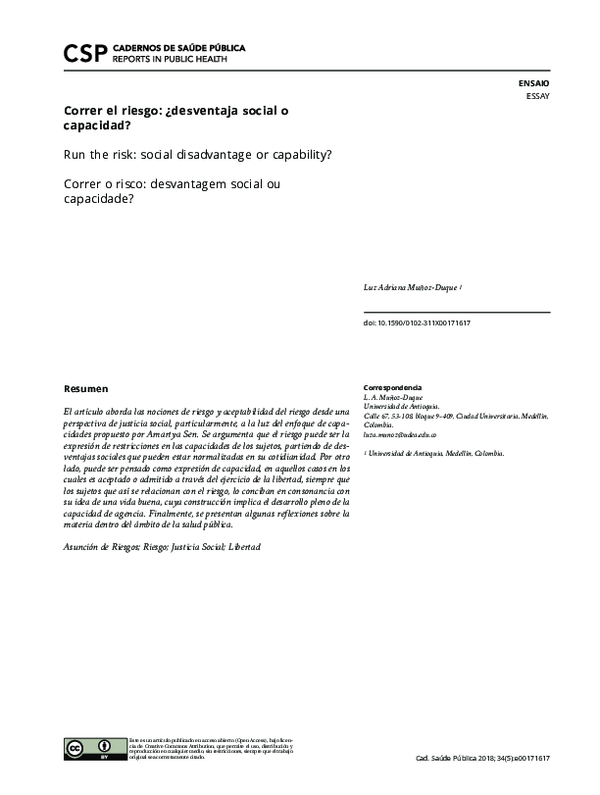 (PDF) Correr el riesgo ¿desventaja social o capacidad? LUZ ADRIANA
