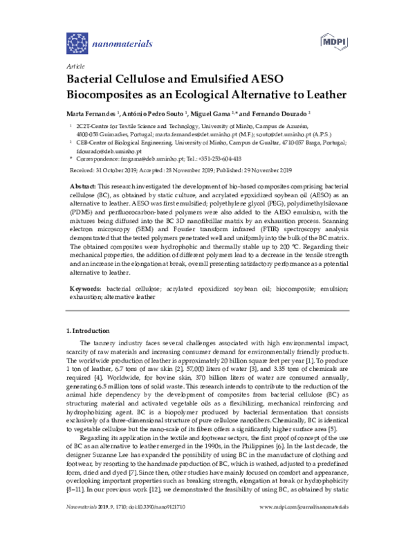 (PDF) Bacterial Cellulose and Emulsified AESO Biocomposites as an ...