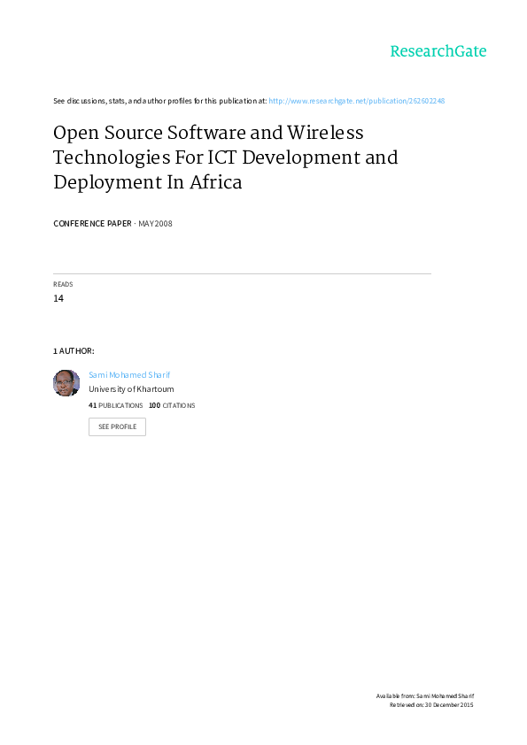 (PDF) Open Source Software and Wireless Technologies For ICT ...