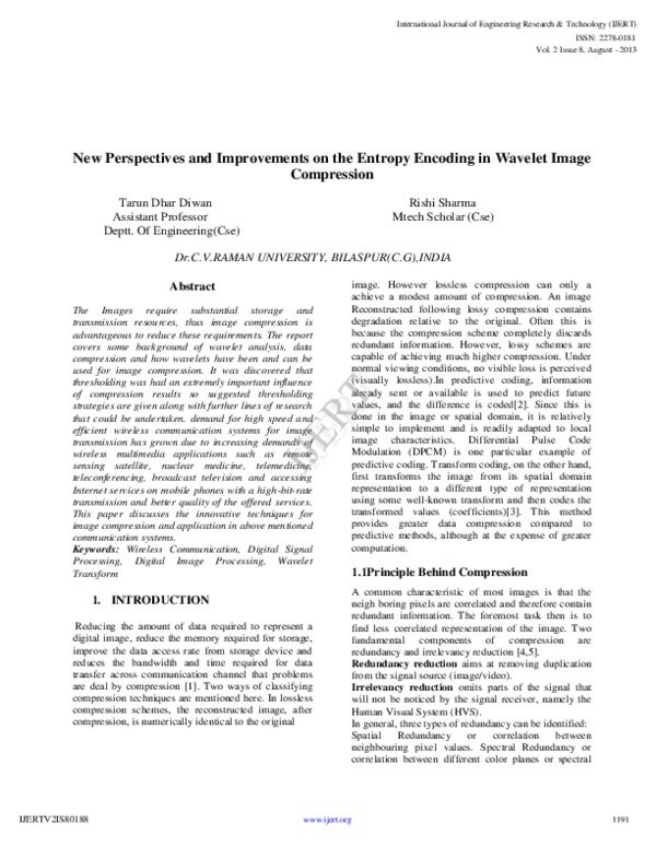 (PDF) New Perspectives and Improvements on the Entropy Encoding in ...