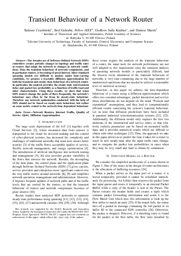 (PDF) Transient Behaviour of a Network Router