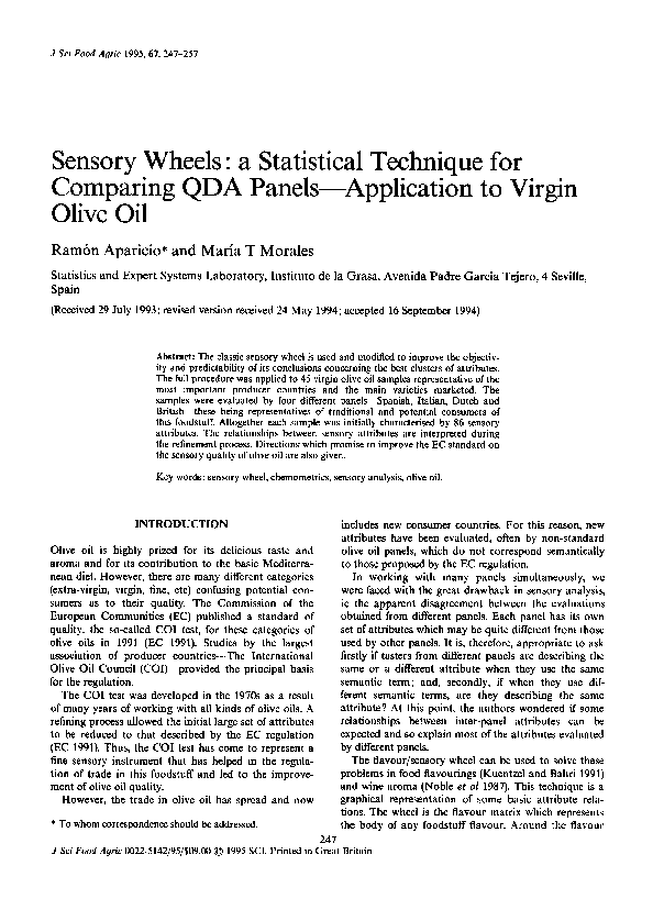 (PDF) Sensory Wheels: A Statistical Technique for Comparing QDA Panels ...