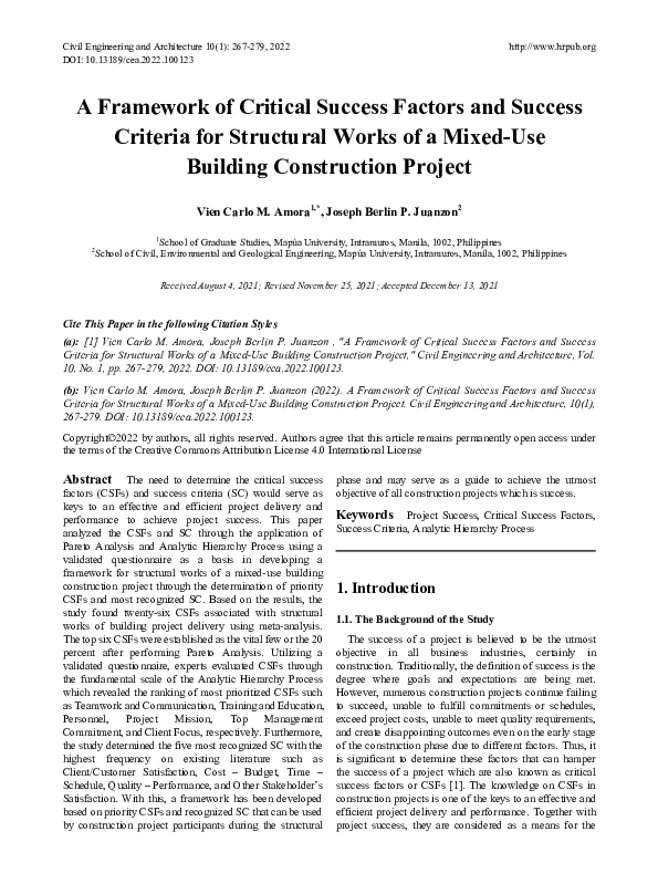 (PDF) A Framework of Critical Success Factors and Success Criteria for ...