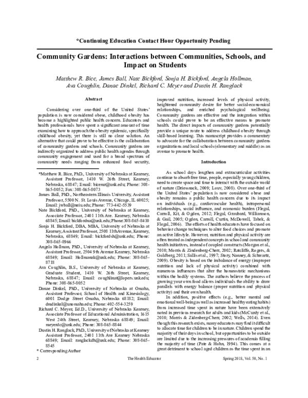 (PDF) Community Gardens: Interactions between Communities, Schools, and ...
