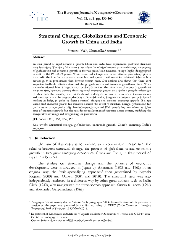 (PDF) Structural Change, Globalization and Economic Growth in China and ...