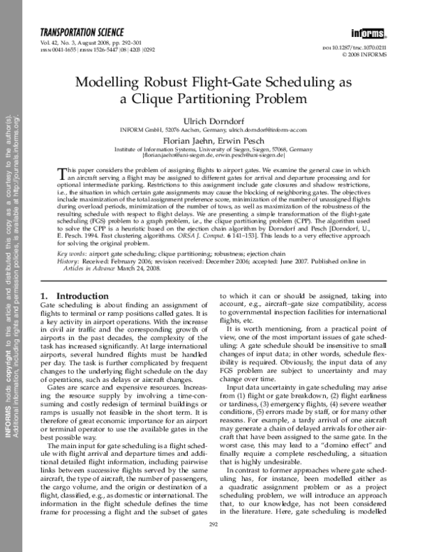 (PDF) Modelling Robust Flight-Gate Scheduling as a Clique Partitioning ...