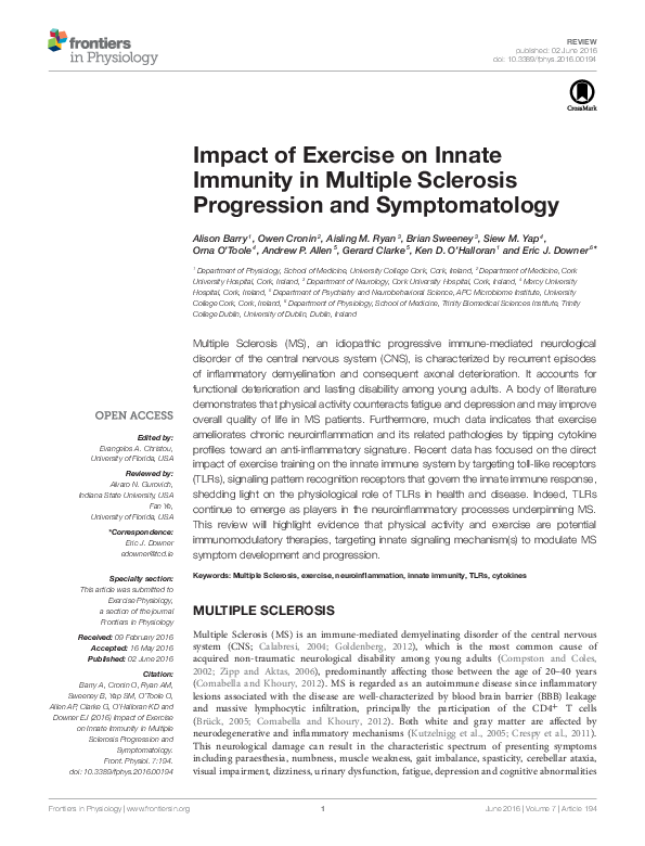 (PDF) Impact of Exercise on Innate Immunity in Multiple Sclerosis ...