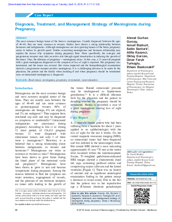 (PDF) Diagnosis, treatment, and management strategy of meningioma ...