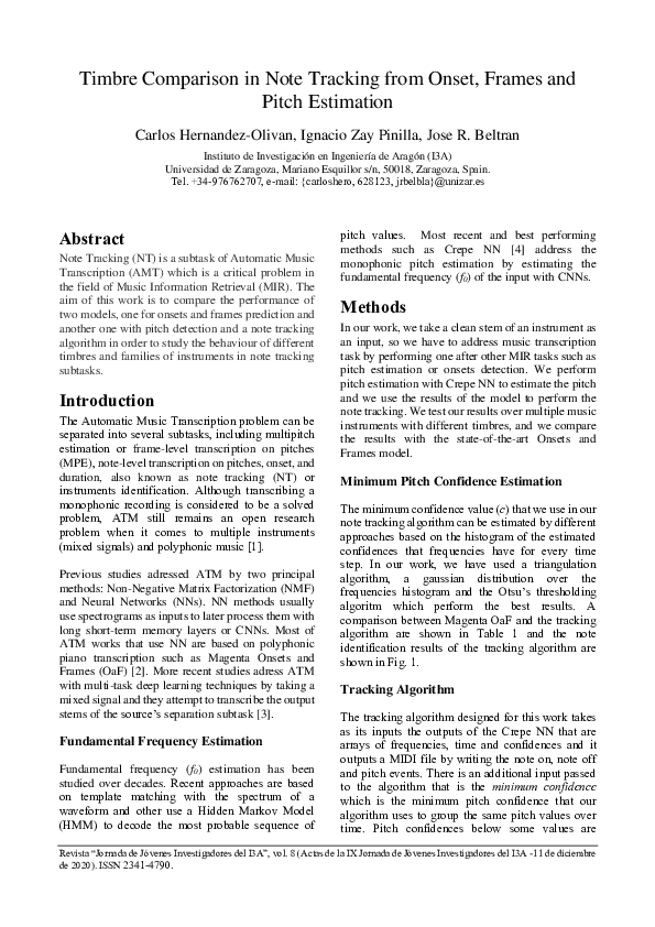 (PDF) Timbre Comparison in Note Tracking from Onset, Frames and Pitch ...