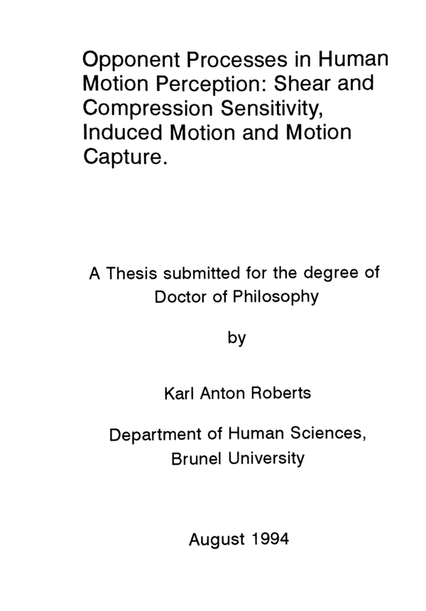 (PDF) Opponent processes in human motion perception: shear and ...
