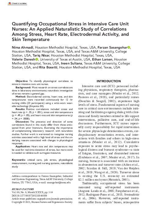 (PDF) Quantifying Occupational Stress in Intensive Care Unit Nurses: An ...