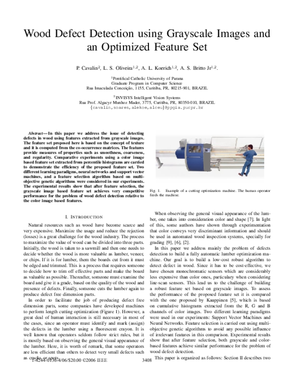 (PDF) Wood defect detection using grayscale images and an optimized