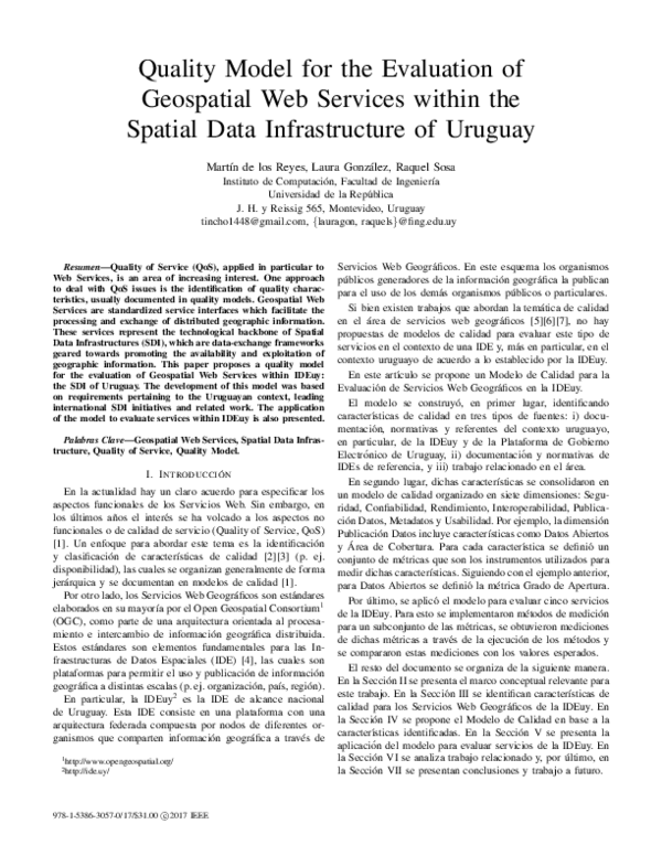 (PDF) Quality model for the evaluation of geospatial web services ...