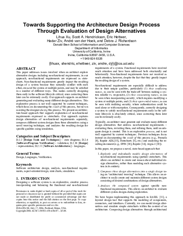 (PDF) Towards supporting the architecture design process through ...