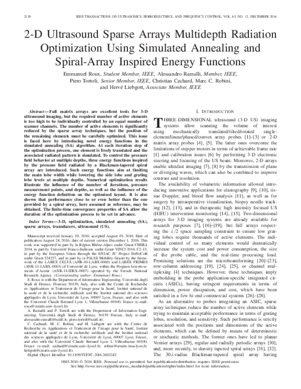 (PDF) 2D Ultrasound Sparse Arrays Multi-Depth Radiation Optimization ...
