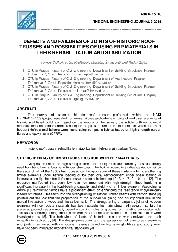 (PDF) Defects and Failures of Joints of Historic Roof Trusses and ...