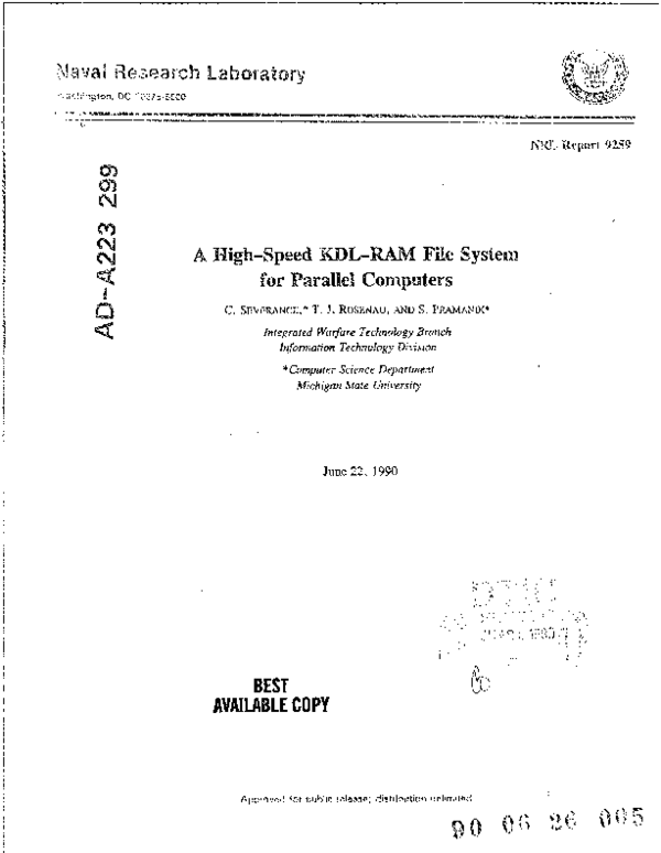(PDF) A high speed KDL-RAM file system for parallel computers