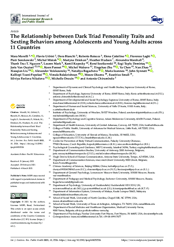 (PDF) The Relationship between Dark Triad Personality Traits and ...