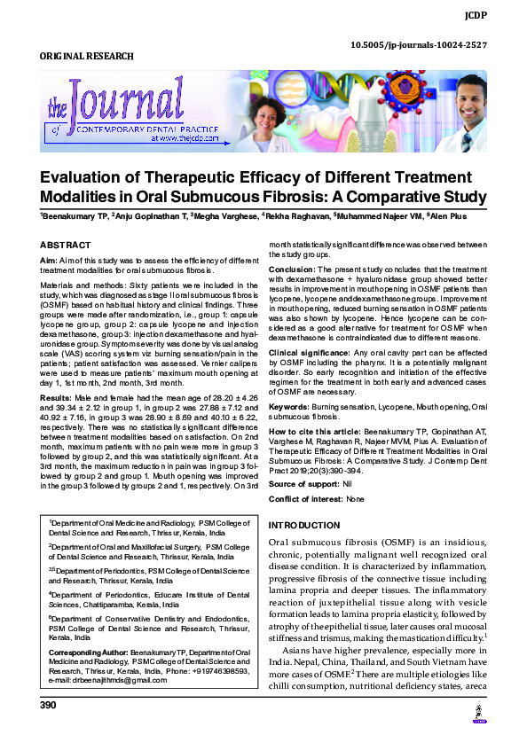(PDF) Evaluation of Therapeutic Efficacy of Different Treatment ...