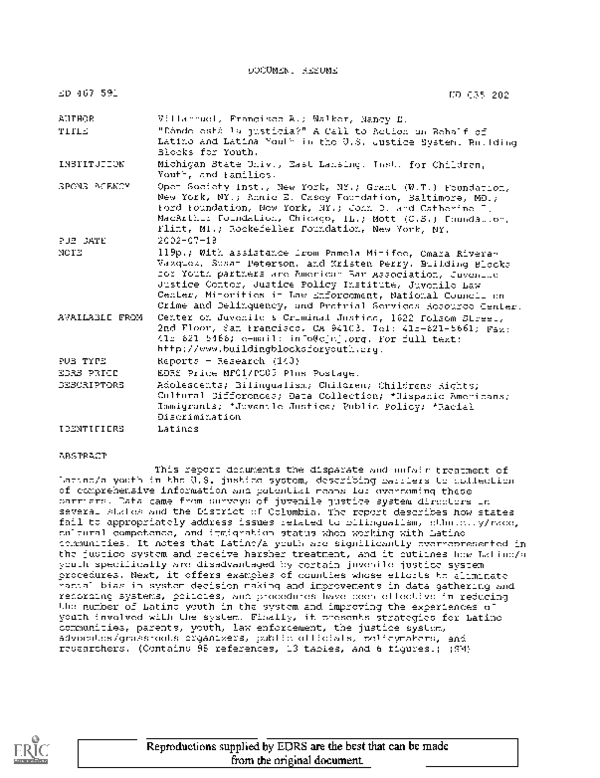 (PDF) Donde Esta La Justicia? A Call to Action on Behalf of Latino and