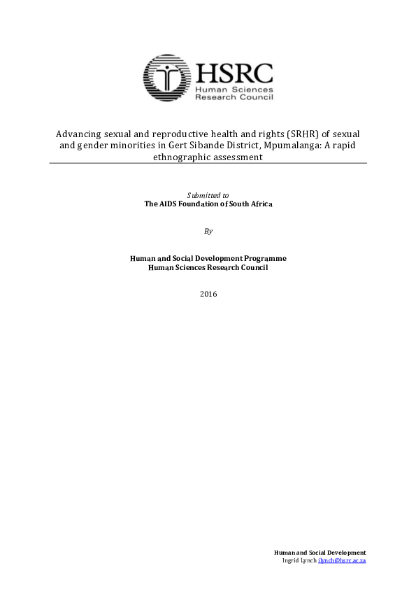(PDF) Advancing sexual and reproductive health and rights (SRHR) of ...