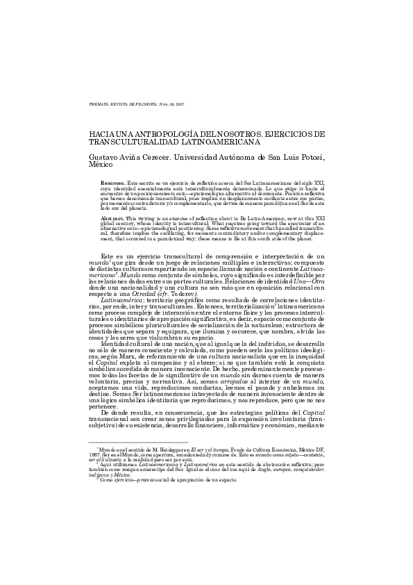  PDF Hacia Una Antropolog a Del Nosotros Ejercicios De