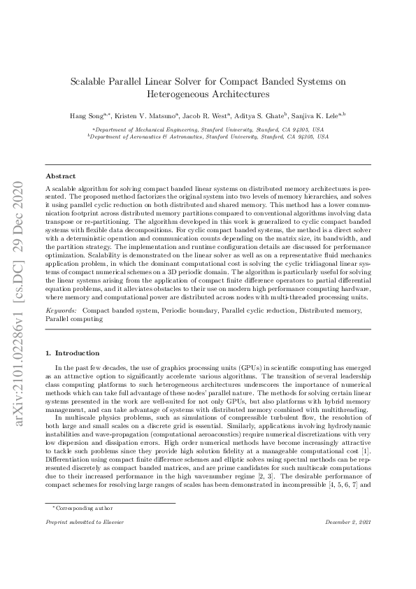 (PDF) Scalable Parallel Linear Solver for Compact Banded Systems on ...