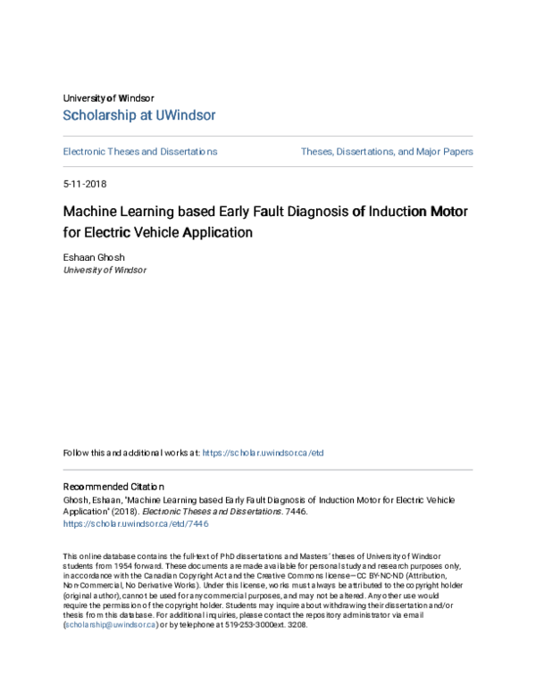 (PDF) Machine Learning based Early Fault Diagnosis of Induction Motor ...