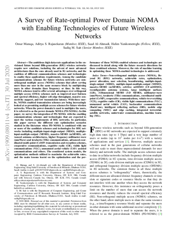 (PDF) A Survey of Rate-Optimal Power Domain NOMA With Enabling ...
