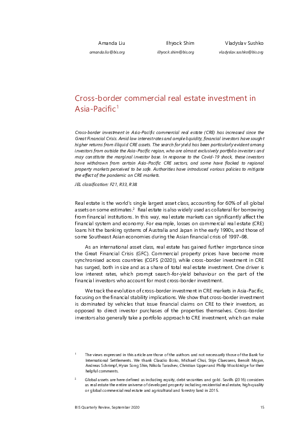 (PDF) Crossborder commercial real estate investment in AsiaPacific