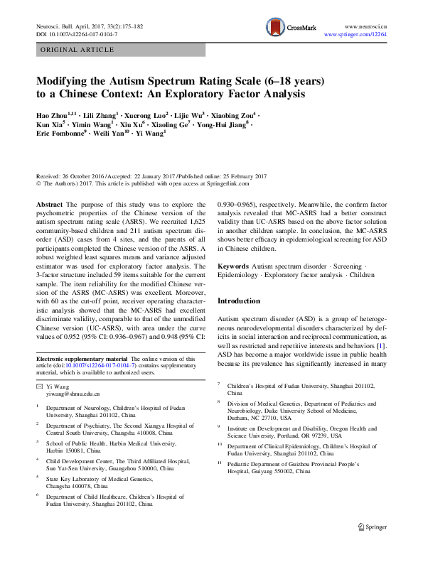  pdf modifying the autism spectrum rating scale 6 18 years to a