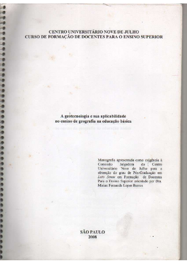(PDF) MONOGRAFIA A GEOTECNOLOGIA E SUA APLICABILIDADE NO ENSINO DE GEOGRAFIA NA EDUCAÇÃO