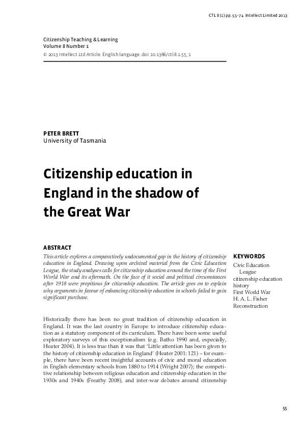 pdf-citizenship-education-in-england-in-the-shadow-of-the-great-war