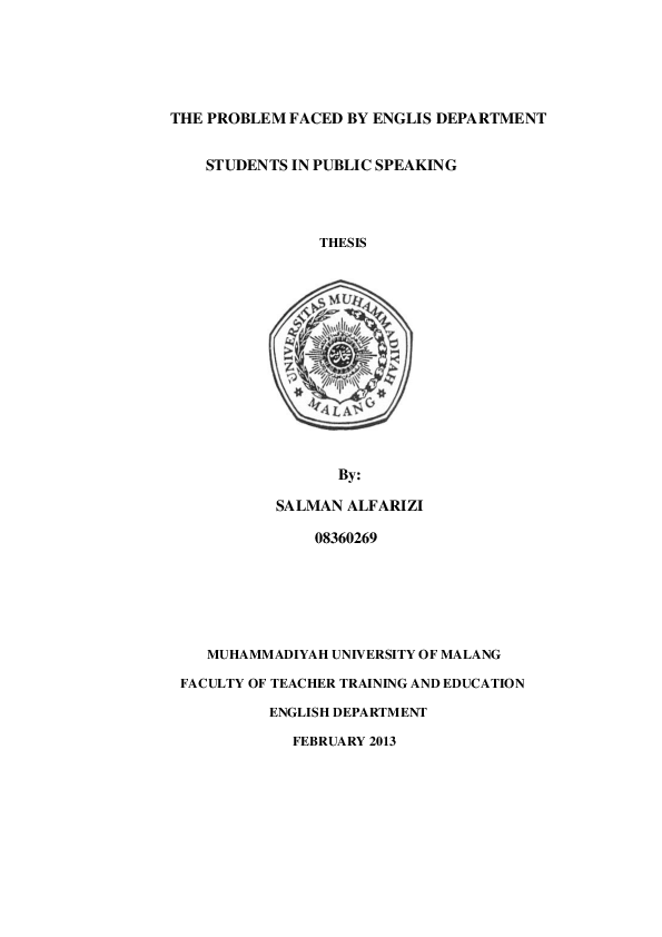 (PDF) The Problem Faced by Englis Department Students in Public Speaking