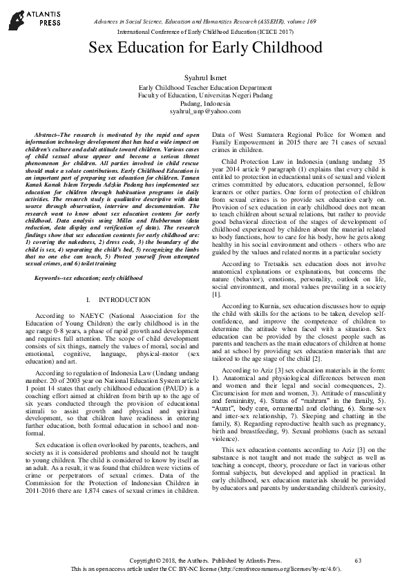 (PDF) Sex Education for Early Childhood