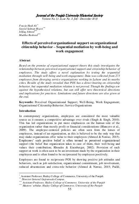(PDF) Effects of perceived organizational support on organizational ...