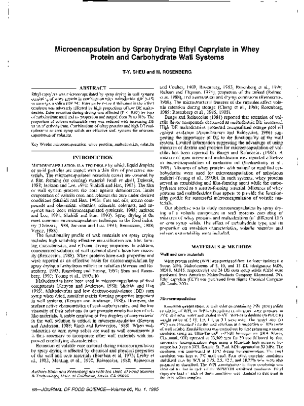 (PDF) Microencapsulation by spray drying ethyl caprylate in whey ...