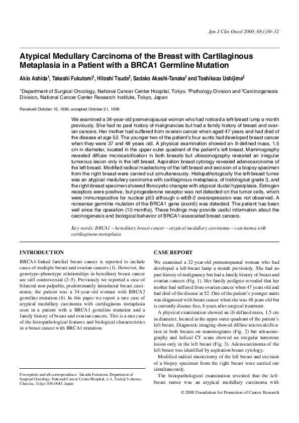 (PDF) Atypical Medullary Carcinoma of the Breast with Cartilaginous ...