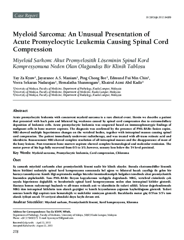 (PDF) Myeloid Sarcoma: An Unusual Presentation of Acute Promyelocytic ...