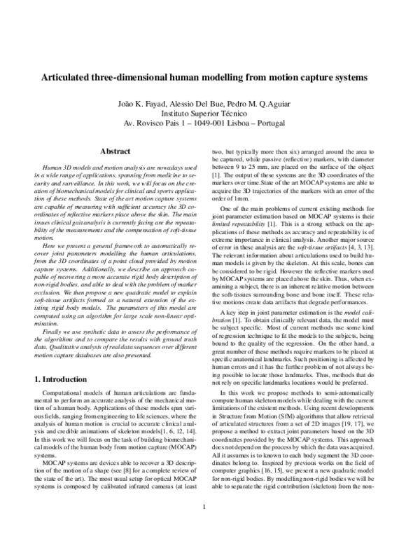 (PDF) Articulated three-dimensional human modelling from motion capture ...