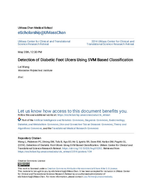 (PDF) Detection of Diabetic Foot Ulcers Using SVM Based Classification