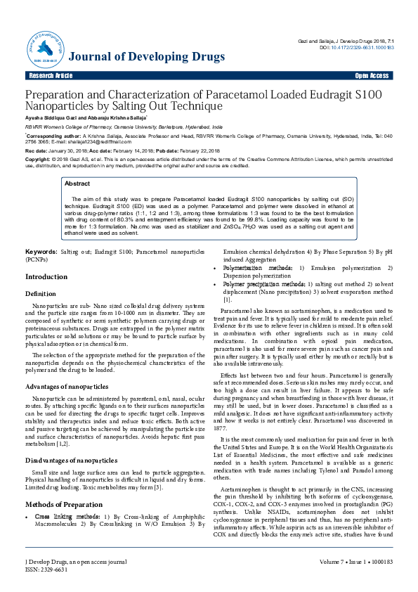 (PDF) Preparation and Characterization of Paracetamol Solid Dispersions ...
