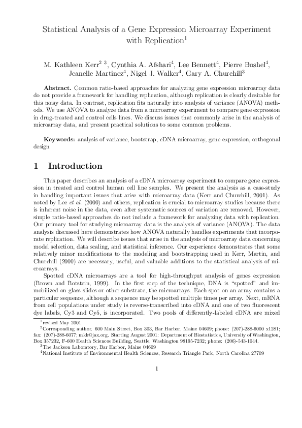 (PDF) Statistical Analysis of a Gene Expression Microarray Experiment ...