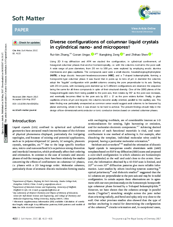 (PDF) Diverse configurations of columnar liquid crystals in cylindrical ...