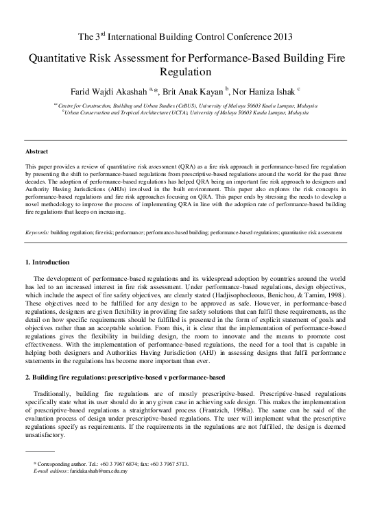 (PDF) Quantitative Risk Assessment for Performance-Based Building Fire ...
