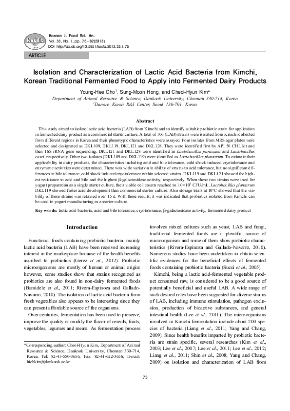 (PDF) Isolation and characterization of lactic acid bacteria from ...
