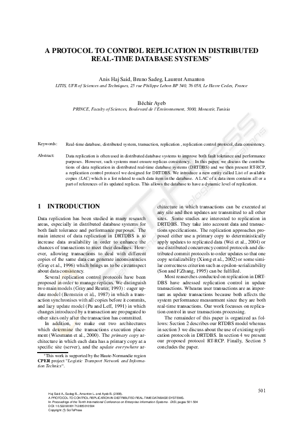 (PDF) A Protocol to Control Replication in Distributed Real-Time ...